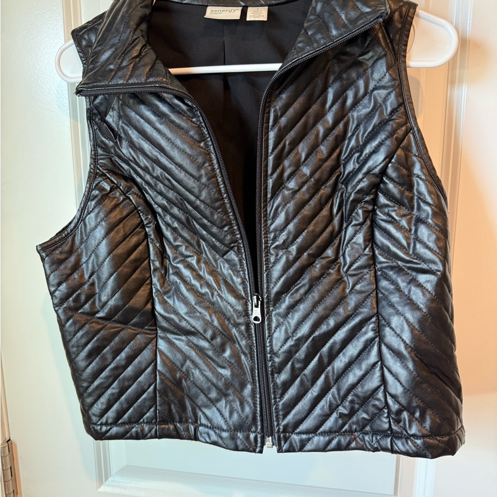 Black Quilted Leather Vest